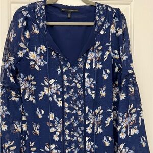 White House Black Market Blue Floral Midi Dress